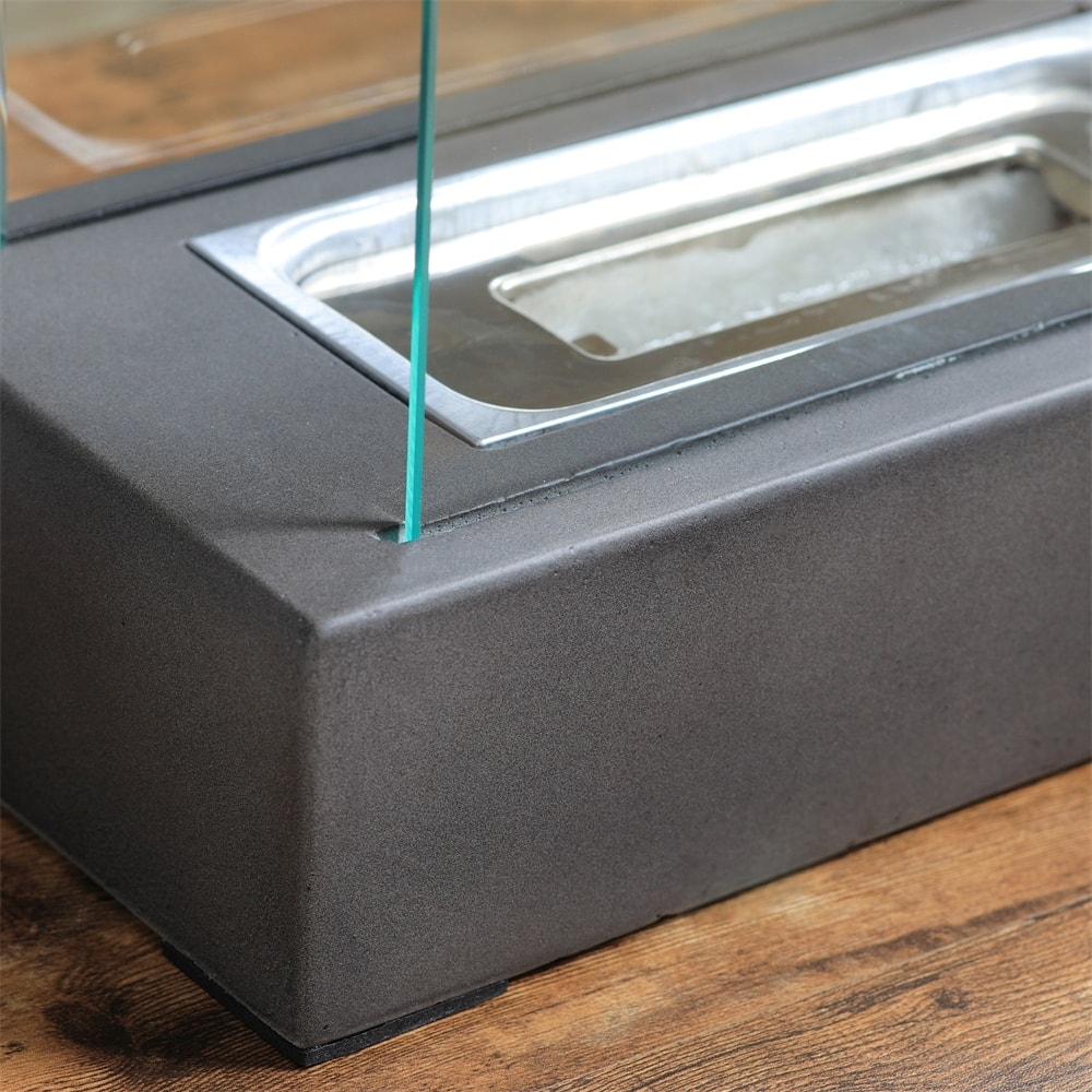 13" Concrete Alcohol Tabletop Fireplace with Stainless Steel Lid N/A